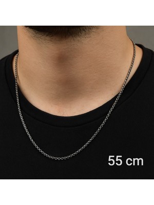 TRY Gümüş Renk Ince Doc Unisex Çelik Kolye - 3365