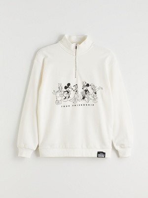 Lc Waikiki Yeni Sezon Mickey Mouse Baskılı Kadın Kalın Sweatshirt