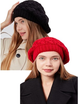 Derikem 2li Kadın Kışlık Şık Triko Ressam Örgü Bere 2 Adet