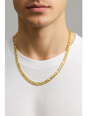 TRY Altın Renk Şavin Kuşgözü Zincir Paslanmaz Unisex Çelik Kolye 55 Cm. Çelik Kolye - 3331