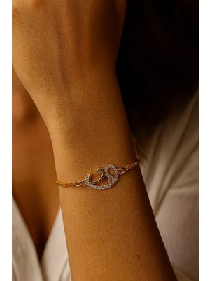 TRY Altın Renk Çift Vav Asansör Çelik Bileklik - 3613