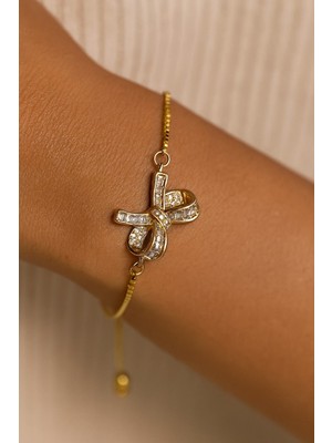 TRY Altın Renk Fiyonk Baget Asansör Çelik Bileklik - 3626