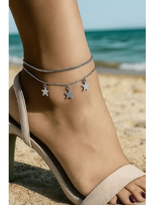 TRY Gümüş Renk Asansör Sf 3 Lü Yıldız Çelik Halhal - 3476