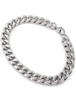 TRY Gümüş Renk Traşlı Zincir Paslanmaz Unisex Çelik Bileklik  - 2798