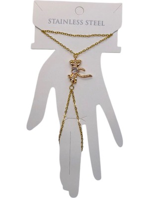 TRY Altın Renk  Fiyonk Beyaz Taş Çelik Şahmeran - 3509