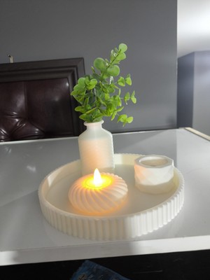 Vazo ve Mumluk Takımı Pilli Mum ve Renkli Mum Hediyeli