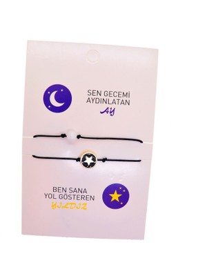 TRY Altın Renk Ay Yıldız  Arkadaş Şans Bilekliği - 2687
