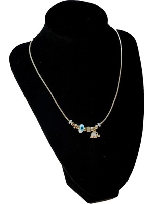 TRY Altın Renk Beyaz Fil Pandora Model Zirkon Kolye - 2768