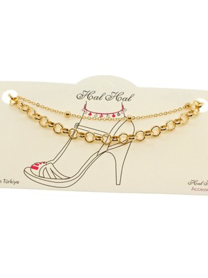 TRY Altın Renk Top  ve Doc Zincir Halhal - 1901