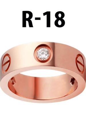 TRY Kartier Taşlı Yüzük Rose Renk 18 Numara