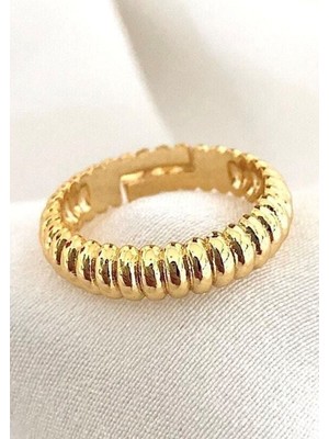 TRY Kadın Altın Renk Vintage Burgu Yüzük