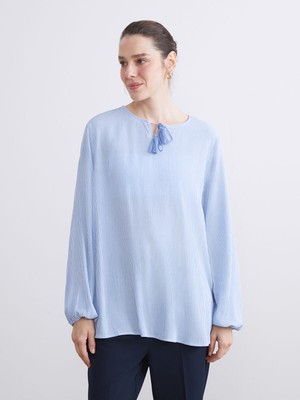 Lc Waikiki Yeni Sezon Bağlamalı Yaka Çizgili Bluz