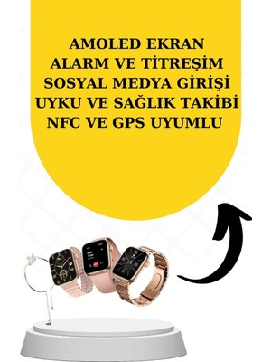 Bi Dünya Shop Bileklikli Amoled Ekran Akıllı Saat ve Dijital Göstergeli Kablosuz Bluetooth Kulaklık Anc/ Enc