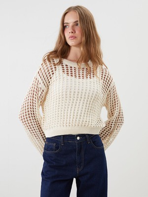 Lc Waikiki Yeni Sezon Bisiklet Yaka Ajurlu Kadın Triko Kazak