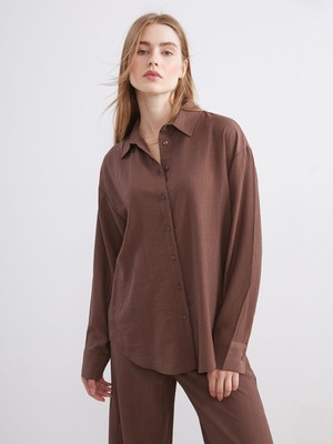 Lc Waikiki Yeni Sezon Dokulu Oversize Kadın Gömlek