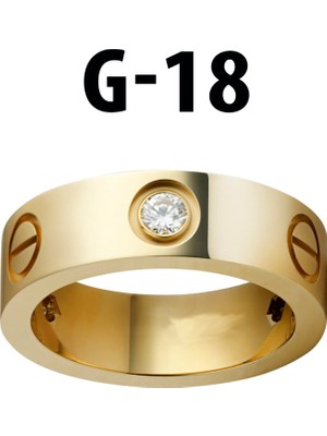 TRY Kartier Taşlı Yüzük Gold Renk 18 Numara