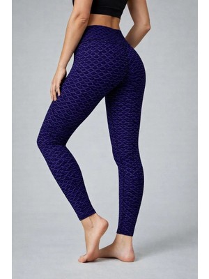 Silerra Kadın Yüksek Bel Toparlayıcı Likralı Büzgülü Tayt - Mavi