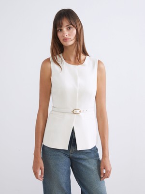 Lc Waikiki Yeni Sezon Bisiklet Yaka Beli Kemerli Kadın Klasik Yelek