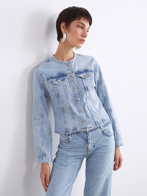 Lc Waikiki Yeni Sezon Bisiklet Yaka Kadın Jean Ceket