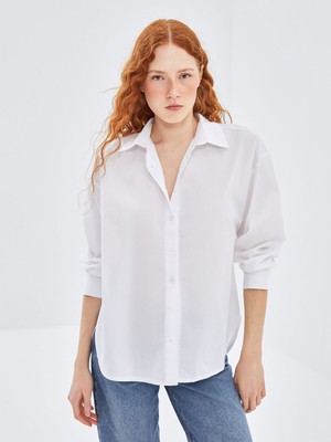 Lc Waikiki Yeni Sezon Oversize Poplin Kadın Gömlek