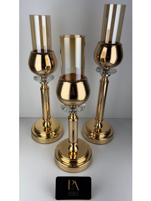 Palpe 3lü Mumluk Şamdan Dekoratif Obje Biblo Süs Eşya Salon Aksesuar Tv Sehpa Masa Konsol Ofis Salon Dekor