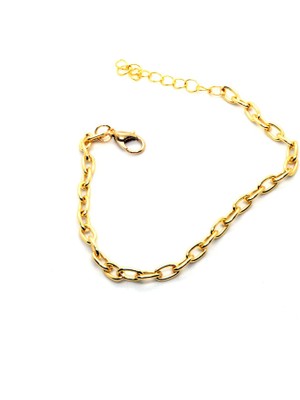 TRY Altın Renk Ince Dikdörtgen Unisex Bileklik 860