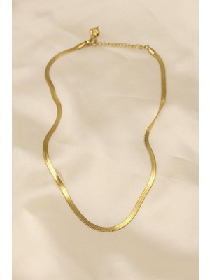 Stainles Steel 316L Çelik Altın Renk 45 cm Italyan Zincir Model Kolye