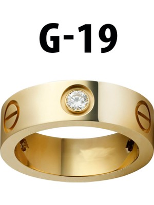 TRY Kartier Taşlı Yüzük Gold Renk 19 Numara