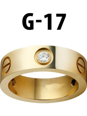TRY Kartier Taşlı Yüzük Gold Renk 17 Numara