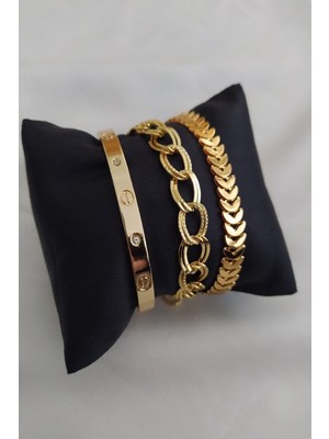 TRY Kombin Kadın Altın Kaplama Kombin Bileklik