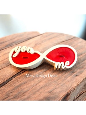 Merz Design Decor You & Me Yazılı Dekoratif Beton Ürün Sevgililer Günü Özel %100 Doğal Vegan Soya Wax Mum