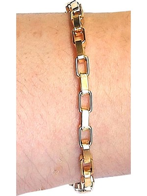 TRY Altın Kaplama Küp Zincir Bileklik