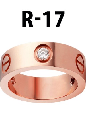TRY Kartier Taşlı Yüzük Rose Renk 17 Numara