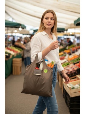 Baginn Kapsül Çanta Omuz Çantası Alışveriş Çantası Shopping Bag Ince Paraşüt Kumaş