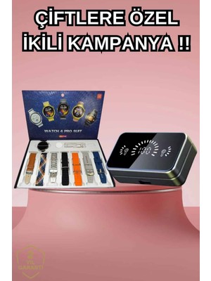 Bi Dünya Shop Powerbank Aynalı Bluetooth Kulaklık ve Akıllı Saat Seti Anc Özelliği Dokunamatik