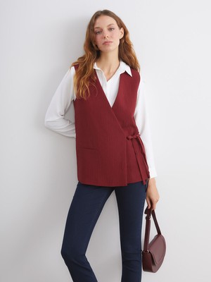 Lc Waikiki Yeni Sezon Kruvaze Yaka Dokulu Kadın Klasik Yelek