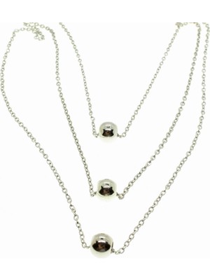 TRY Gümüş Renk Kadın Top Kolye Gümüş Kaplama - 1897