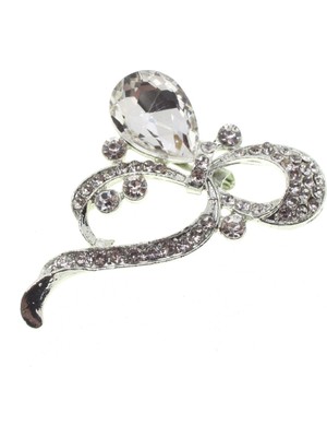 TRY Gümüş Renk Kesme Damla Model Broş - 1743