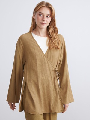 Lc Waikiki Yeni Sezon Kruvaze Yaka Dokulu Kadın Kimono