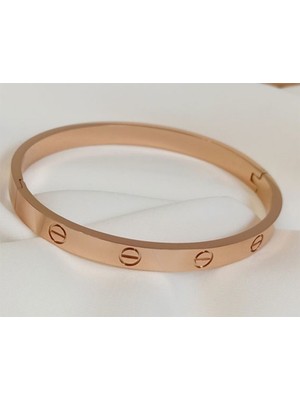 TRY Alaşım Kartier  Kelepçe Bileklik Rose