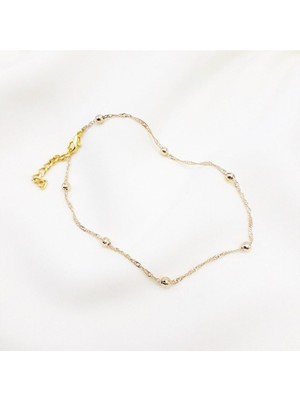 TRY Altın Rengi Dorika Zincir Halhal