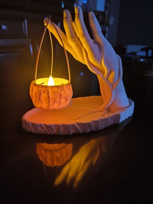 Dekoratif El Figürü Mumluk Pilli Mum Hediyeli