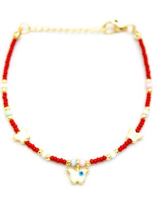 Royaleks Kelebek Boncuk Bileklik - Bordo