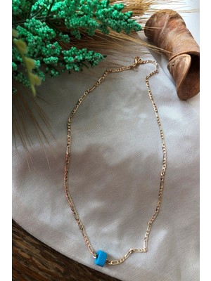 TRY Nostaljik Boncuklu Kolye Şavin Altın Kaplama