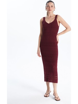 Lc Waikiki Yeni Sezon V Yaka Ajurlu Kadın Triko Elbise