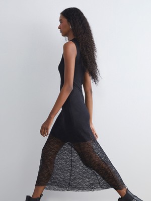 Lc Waikiki Yeni Sezon Bisiklet Yaka Dantelli Elbise