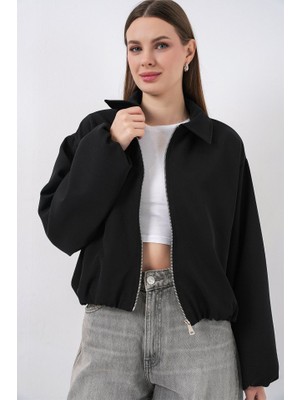 Oversize Fermuarlı Ceket 0735 - Siyah