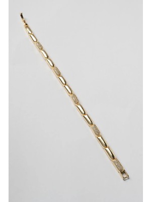 Stainles Steel Altın Kaplama Taş Detaylı Çelik Kadın Bileklik – Zarif ve Şık Tasarım