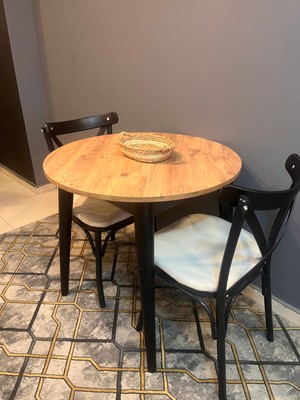 Vogue Tasarım ve Aksesuar 80 cm Yuvarlak Yemek Mutfak Balkon Masası Beyaz Mermer Desenli Şık & Dayanıklı