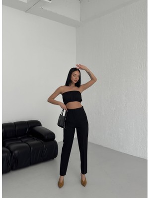 Yeşil Sarmaşık Yüksek Bel Pensli̇ Pantolon